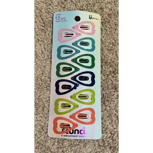 Scunci Kids Heart Shaped Hair Multicolor Snap Clips 12 pk #35929